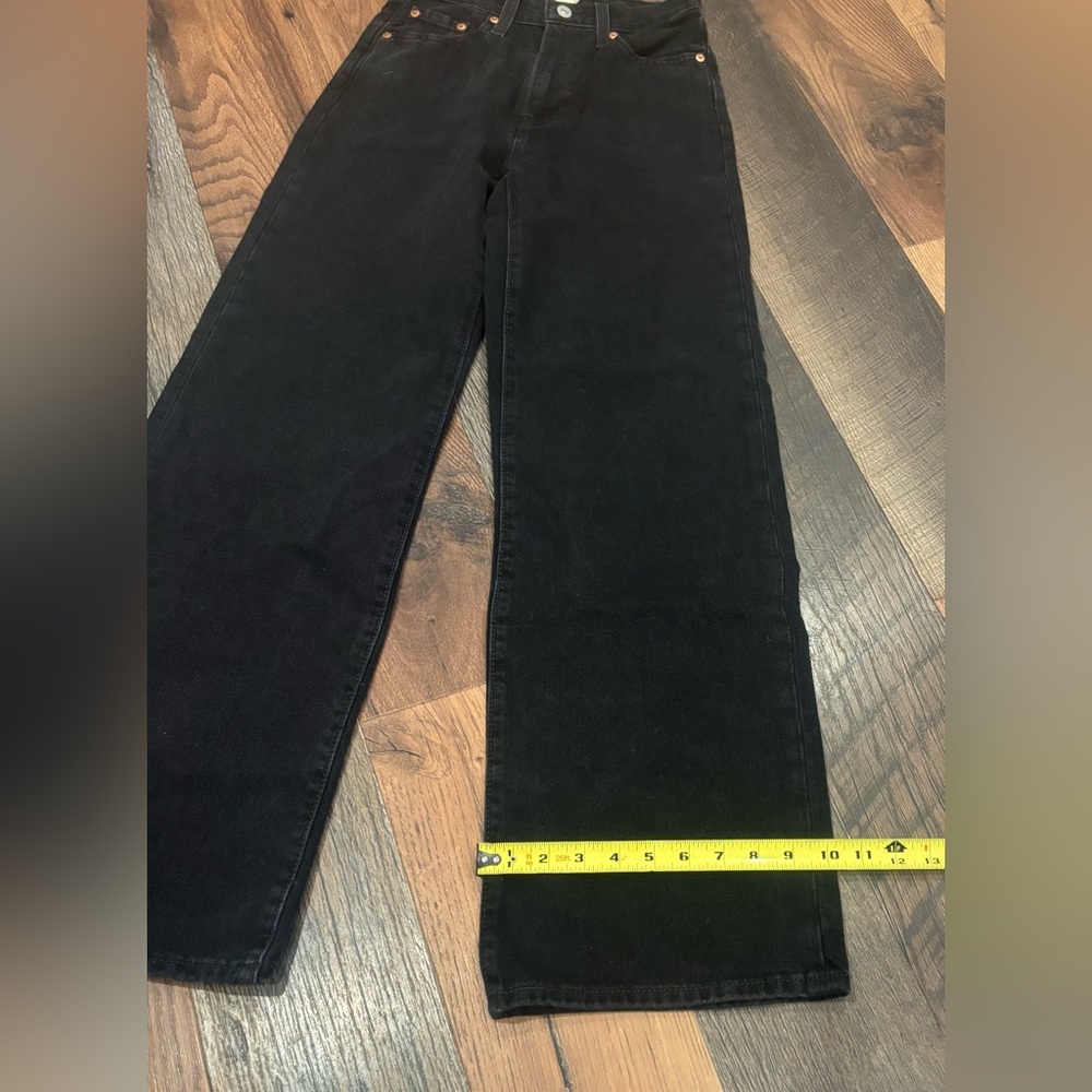 LEVI’S RIBCAGE WIDE LEG WOMEN'S JEANS BLACK 24W GREAT CONDITION - Picture 7 of 16